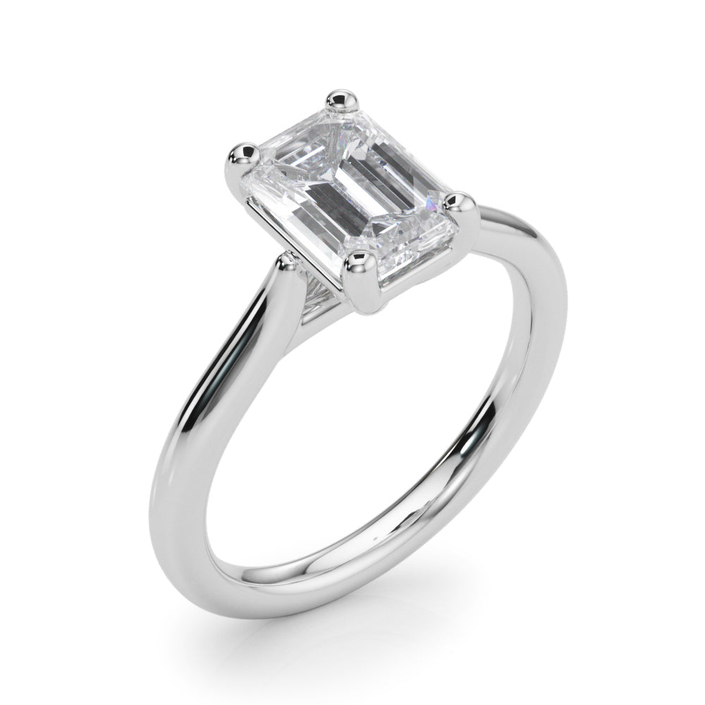 Exquisite Solitaire Cut Emerald Diamond Engagement Ring in 10K/14K gold and platinum with certified lab-grown or natural diamonds