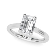 Exquisite Solitaire Cut Emerald Diamond Engagement Ring in 10K/14K gold and platinum with certified lab-grown or natural diamonds