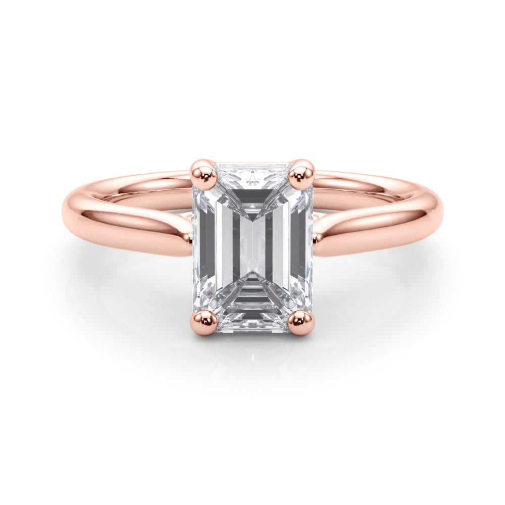 Exquisite Solitaire Cut Emerald Diamond Engagement Ring in 10K/14K gold and platinum with certified lab-grown or natural diamonds