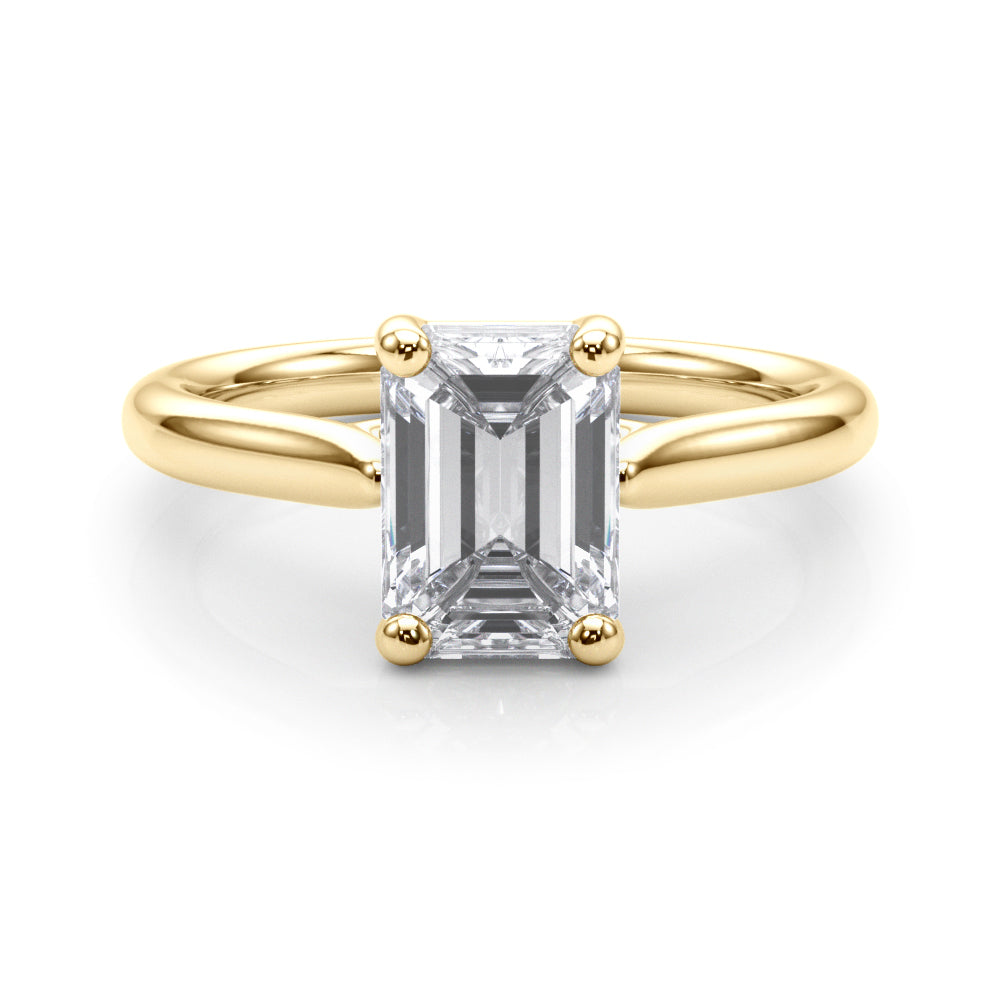 Exquisite Solitaire Cut Emerald Diamond Engagement Ring in 10K/14K gold and platinum with certified lab-grown or natural diamonds