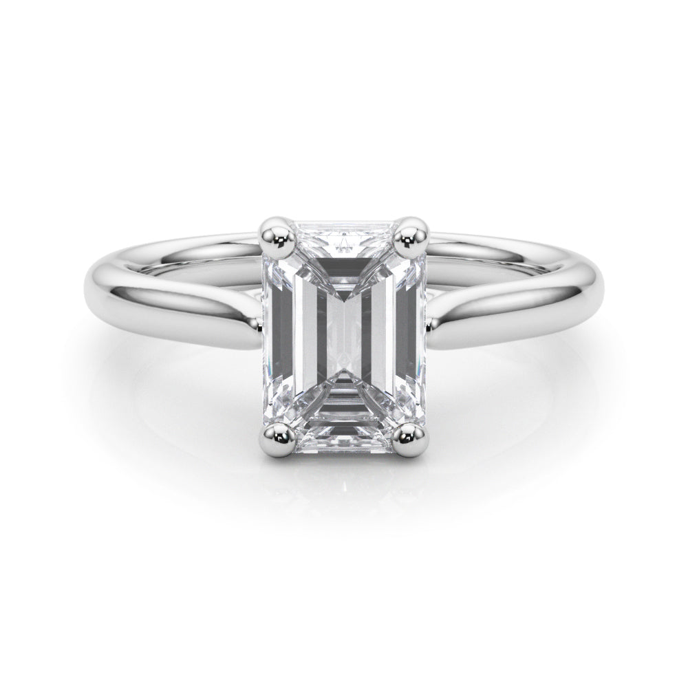 Exquisite Solitaire Cut Emerald Diamond Engagement Ring in 10K/14K gold and platinum with certified lab-grown or natural diamonds