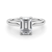 Exquisite Solitaire Cut Emerald Diamond Engagement Ring in 10K/14K gold and platinum with certified lab-grown or natural diamonds