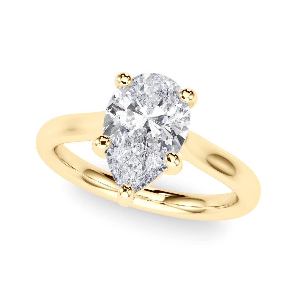 Regal Solitaire Shape Pear Diamond Engagement Ring in 10K/14K gold and platinum with certified lab-grown or natural diamonds