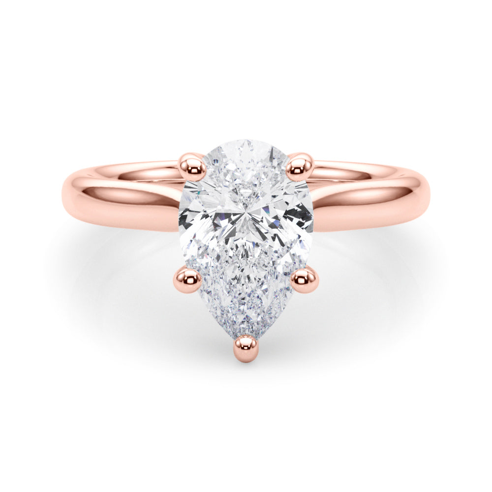 Regal Solitaire Shape Pear Diamond Engagement Ring in 10K/14K gold and platinum with certified lab-grown or natural diamonds