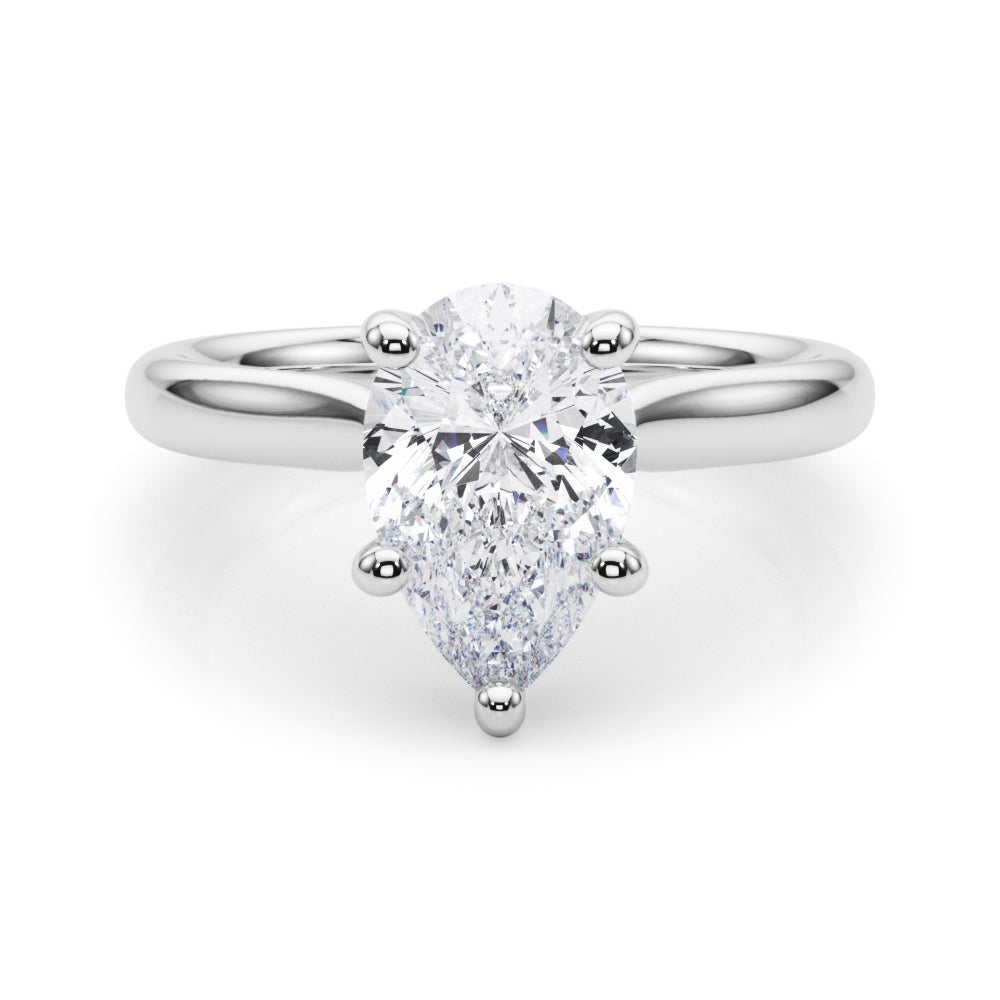Regal Solitaire Shape Pear Diamond Engagement Ring in 10K/14K gold and platinum with certified lab-grown or natural diamonds