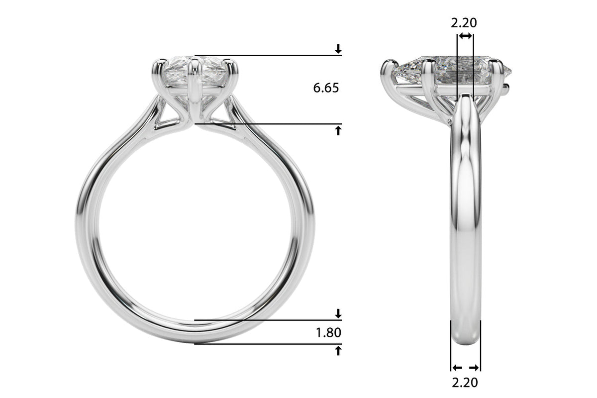 Regal Solitaire Shape Pear Diamond Engagement Ring in 10K/14K gold and platinum with certified lab-grown or natural diamonds