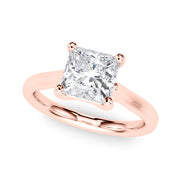 Sophisticated Solitaire Cut Princess Diamond Engagement Ring in 10K/14K gold and platinum with certified lab-grown or natural diamonds