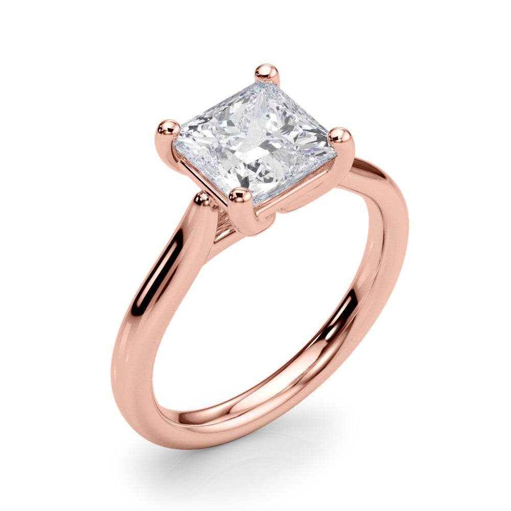 Sophisticated Solitaire Cut Princess Diamond Engagement Ring in 10K/14K gold and platinum with certified lab-grown or natural diamonds