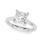 Sophisticated Solitaire Cut Princess Diamond Engagement Ring in 10K/14K gold and platinum with certified lab-grown or natural diamonds