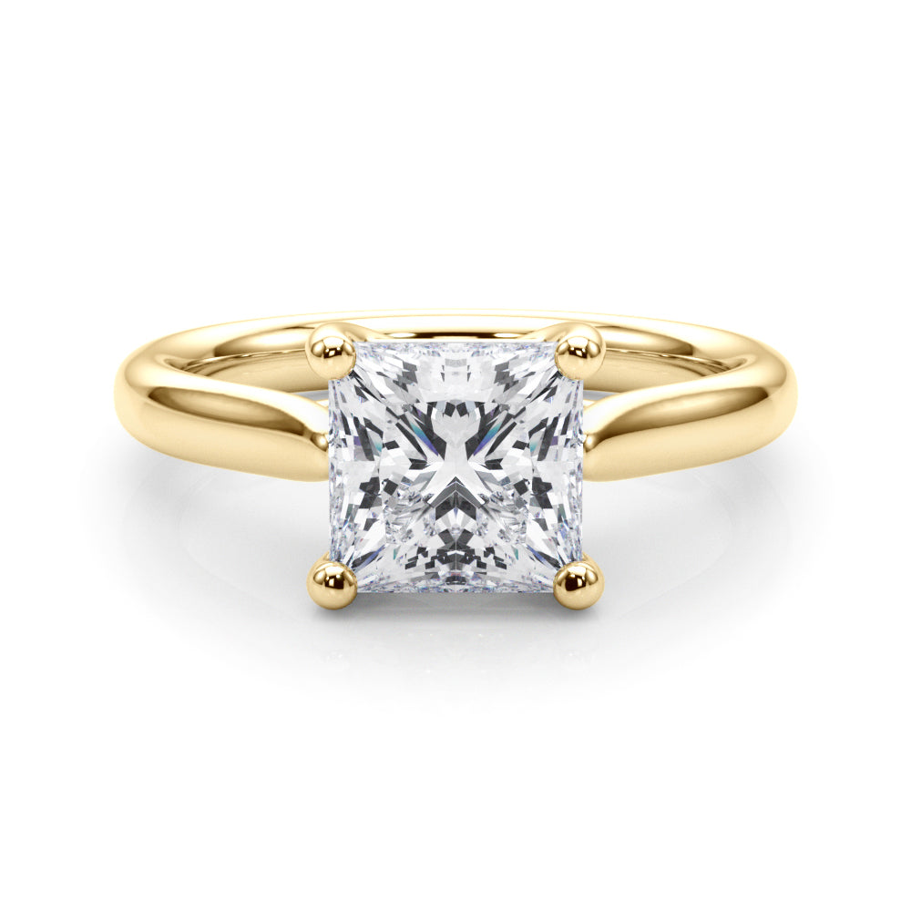 Sophisticated Solitaire Cut Princess Diamond Engagement Ring in 10K/14K gold and platinum with certified lab-grown or natural diamonds