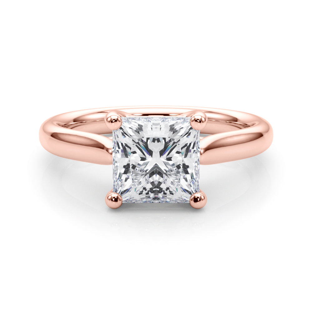Sophisticated Solitaire Cut Princess Diamond Engagement Ring in 10K/14K gold and platinum with certified lab-grown or natural diamonds