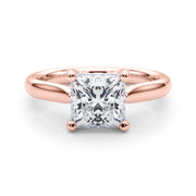 Sophisticated Solitaire Cut Princess Diamond Engagement Ring in 10K/14K gold and platinum with certified lab-grown or natural diamonds