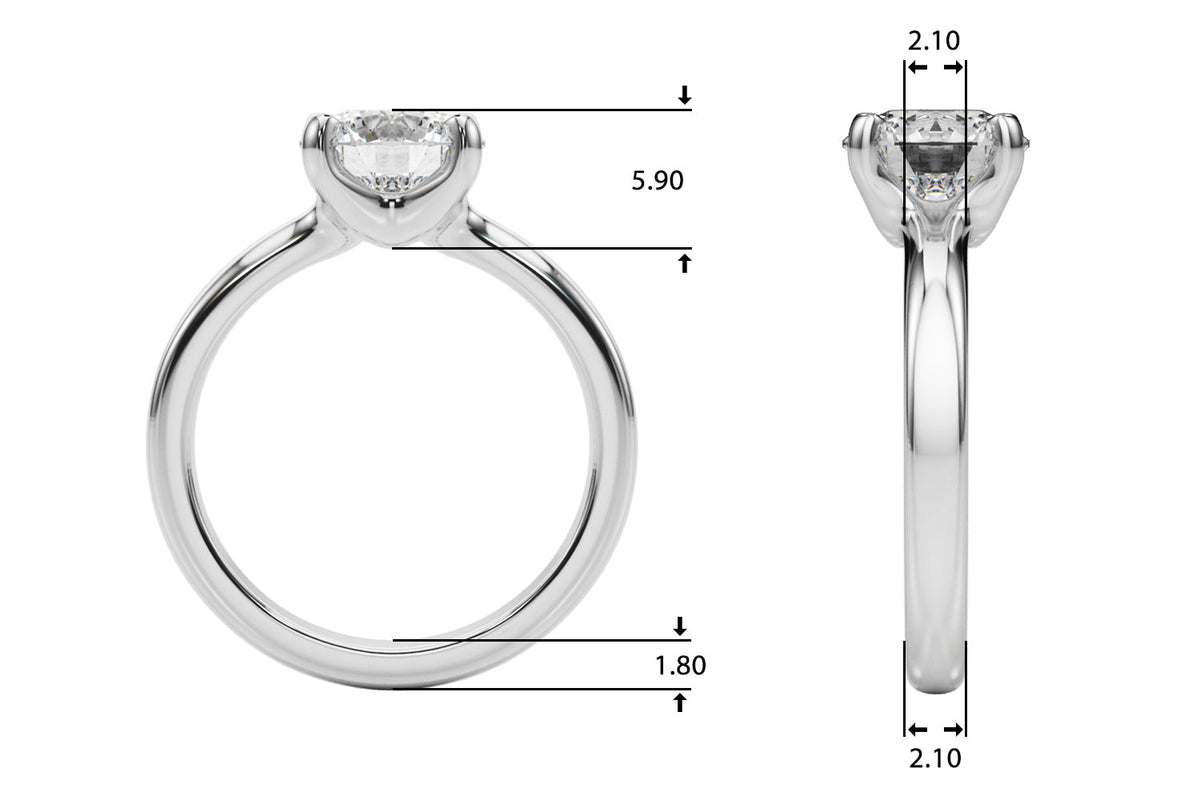 Brilliant Solitaire Round Diamond Engagement Ring in 10K/14K gold and platinum with certified lab-grown or natural diamonds