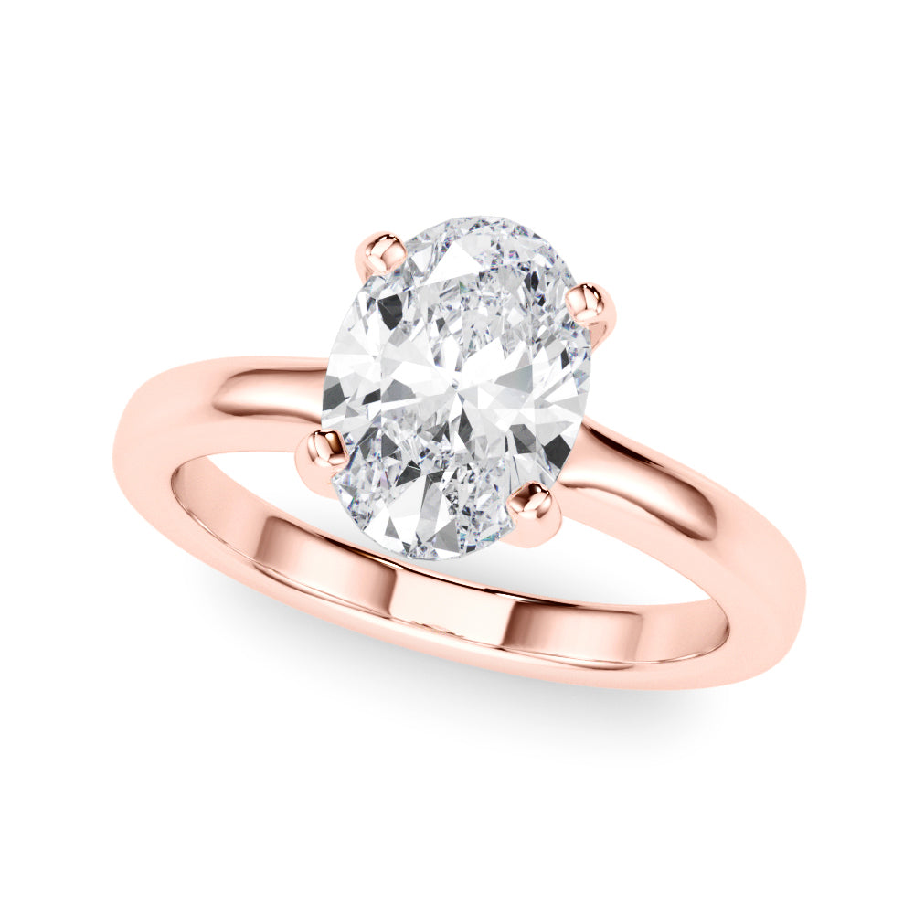 Majestic Solitaire Oval Diamond Engagement Ring in 10K/14K gold and platinum with certified lab-grown or natural diamonds