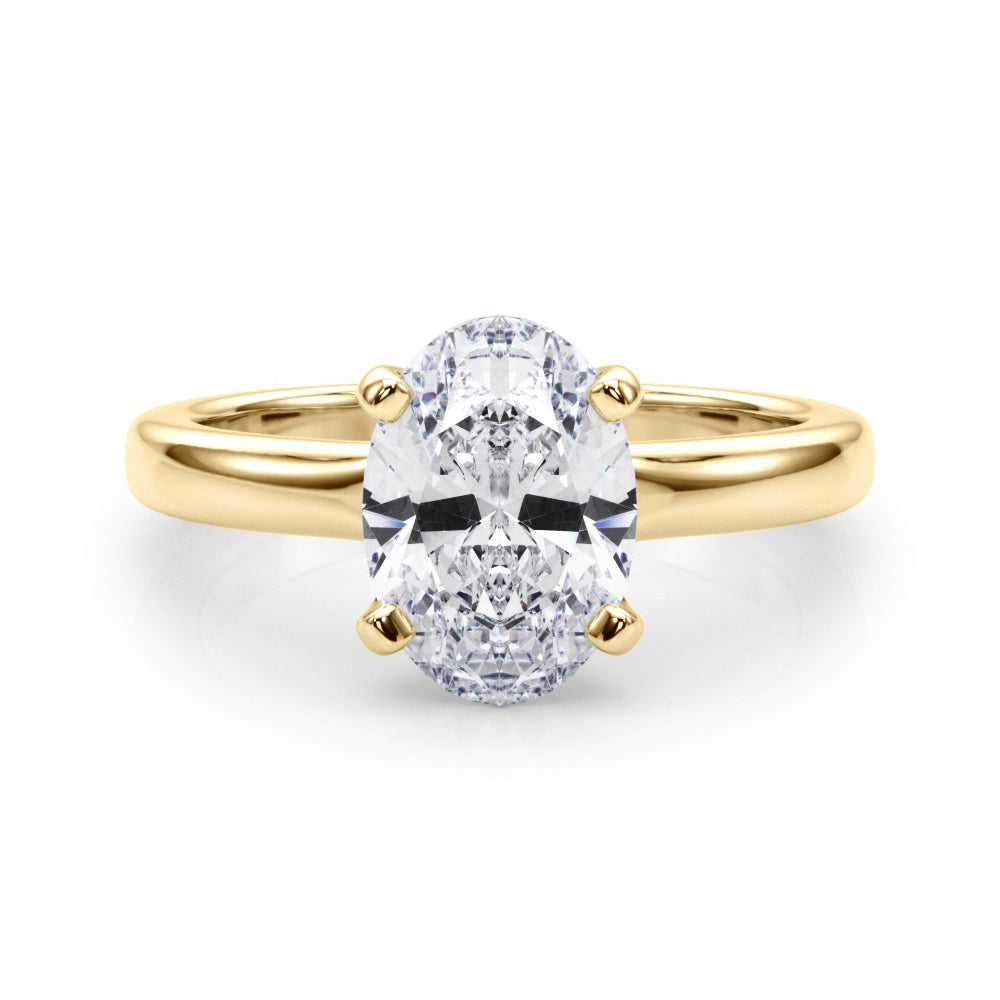 Majestic Solitaire Oval Diamond Engagement Ring in 10K/14K gold and platinum with certified lab-grown or natural diamonds