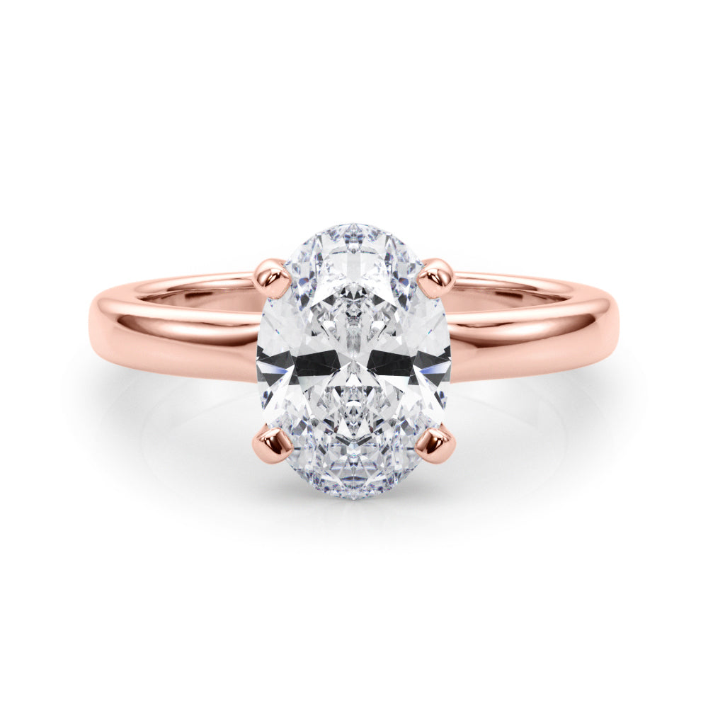 Majestic Solitaire Oval Diamond Engagement Ring in 10K/14K gold and platinum with certified lab-grown or natural diamonds