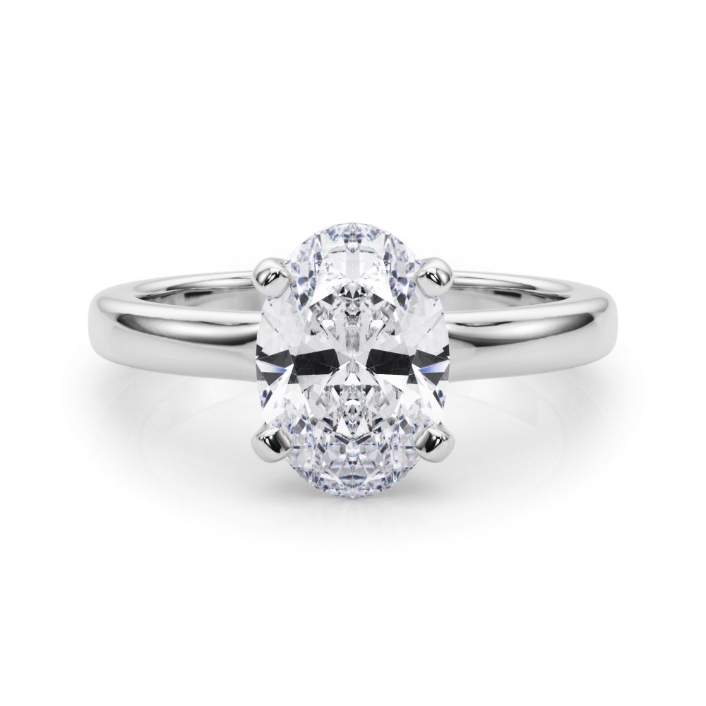 Majestic Solitaire Oval Diamond Engagement Ring in 10K/14K gold and platinum with certified lab-grown or natural diamonds