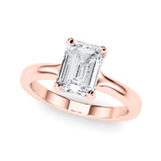 Sculpted Solitaire Cut Emerald Diamond Engagement Ring in 10K/14K gold and platinum with certified lab-grown or natural diamonds