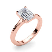 Sculpted Solitaire Cut Emerald Diamond Engagement Ring in 10K/14K gold and platinum with certified lab-grown or natural diamonds