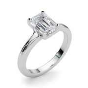 Sculpted Solitaire Cut Emerald Diamond Engagement Ring in 10K/14K gold and platinum with certified lab-grown or natural diamonds