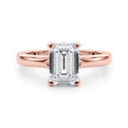Sculpted Solitaire Cut Emerald Diamond Engagement Ring in 10K/14K gold and platinum with certified lab-grown or natural diamonds