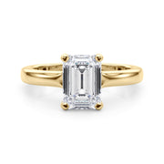 Sculpted Solitaire Cut Emerald Diamond Engagement Ring in 10K/14K gold and platinum with certified lab-grown or natural diamonds