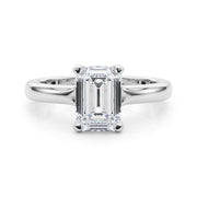 Sculpted Solitaire Cut Emerald Diamond Engagement Ring in 10K/14K gold and platinum with certified lab-grown or natural diamonds