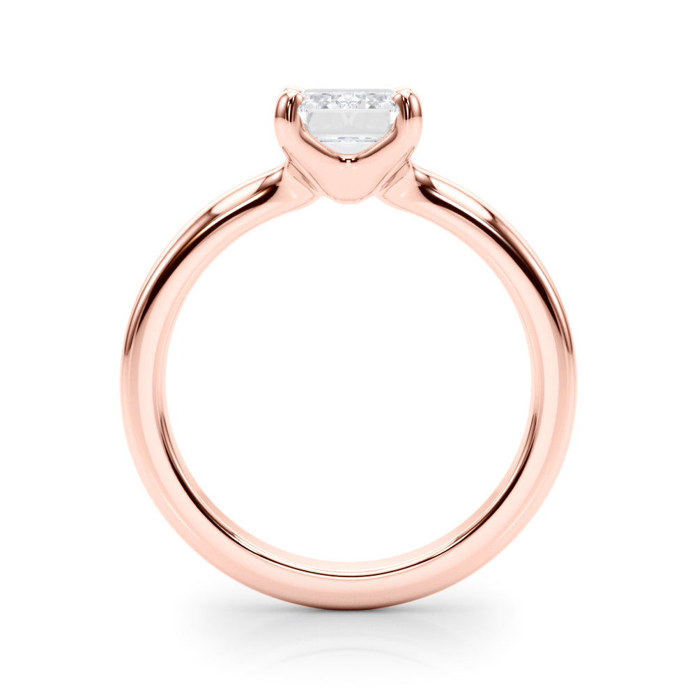Sculpted Solitaire Cut Emerald Diamond Engagement Ring in 10K/14K gold and platinum with certified lab-grown or natural diamonds