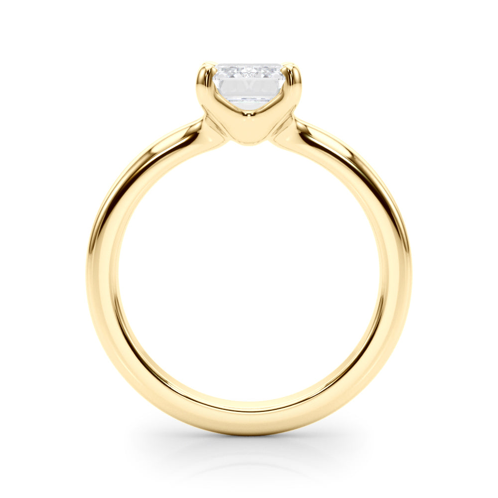 Sculpted Solitaire Cut Emerald Diamond Engagement Ring in 10K/14K gold and platinum with certified lab-grown or natural diamonds