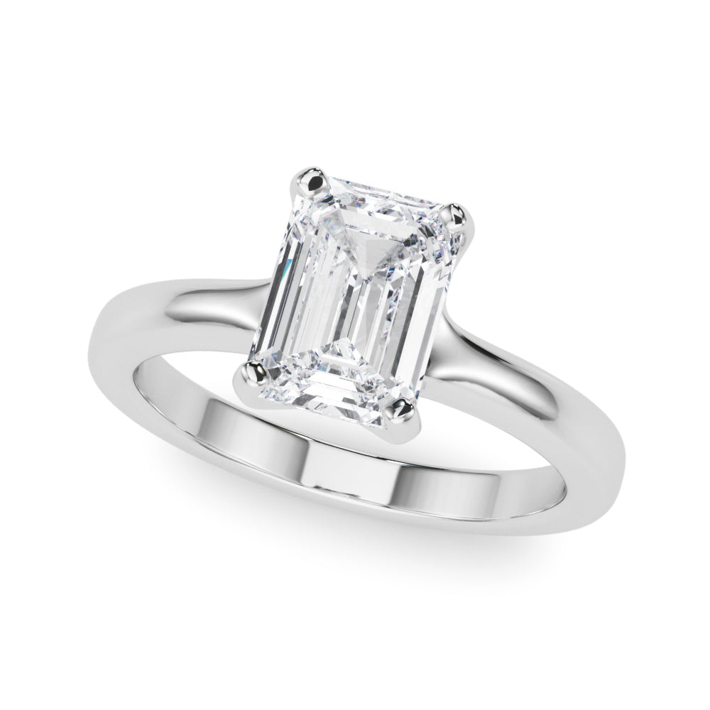 Sculpted Solitaire Cut Emerald Diamond Engagement Ring in 10K/14K gold and platinum with certified lab-grown or natural diamonds