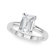 Sculpted Solitaire Cut Emerald Diamond Engagement Ring in 10K/14K gold and platinum with certified lab-grown or natural diamonds