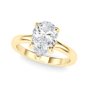 Couture Solitaire Shape Pear Diamond Engagement Ring in 10K/14K gold and platinum with certified lab-grown or natural diamonds