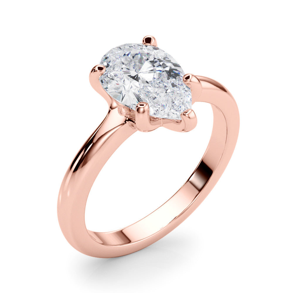 Couture Solitaire Shape Pear Diamond Engagement Ring in 10K/14K gold and platinum with certified lab-grown or natural diamonds