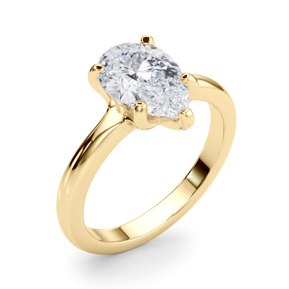 Couture Solitaire Shape Pear Diamond Engagement Ring in 10K/14K gold and platinum with certified lab-grown or natural diamonds