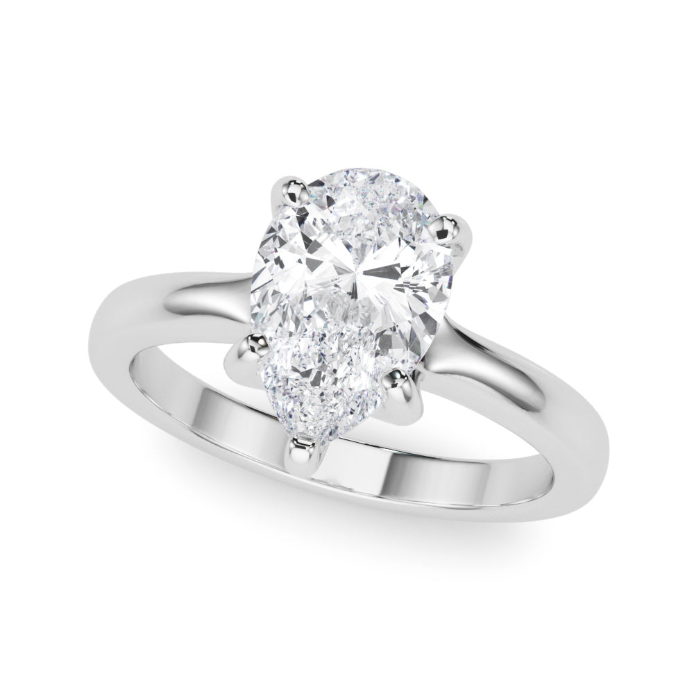 Couture Solitaire Shape Pear Diamond Engagement Ring in 10K/14K gold and platinum with certified lab-grown or natural diamonds
