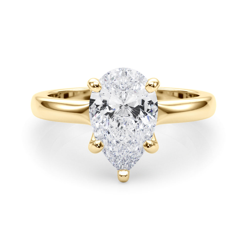 Couture Solitaire Shape Pear Diamond Engagement Ring in 10K/14K gold and platinum with certified lab-grown or natural diamonds