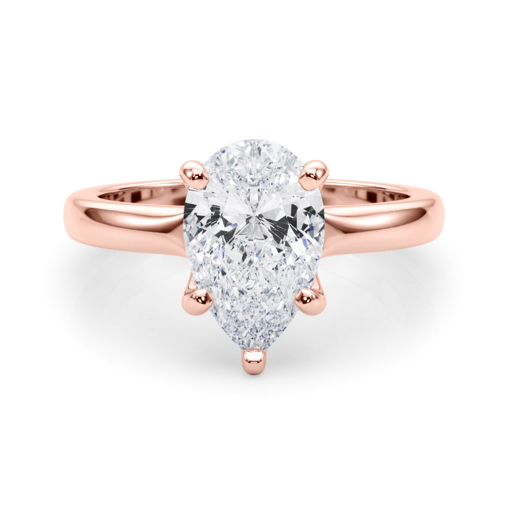 Couture Solitaire Shape Pear Diamond Engagement Ring in 10K/14K gold and platinum with certified lab-grown or natural diamonds