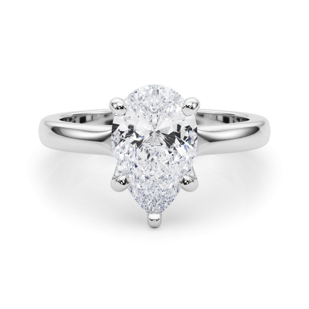 Couture Solitaire Shape Pear Diamond Engagement Ring in 10K/14K gold and platinum with certified lab-grown or natural diamonds