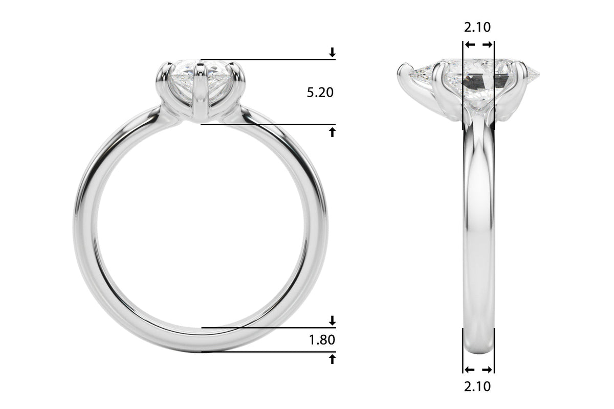 Couture Solitaire Shape Pear Diamond Engagement Ring in 10K/14K gold and platinum with certified lab-grown or natural diamonds