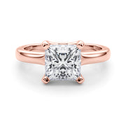 Romantic Solitaire Cut Princess Diamond Engagement Ring in 10K/14K gold and platinum with certified lab-grown or natural diamonds