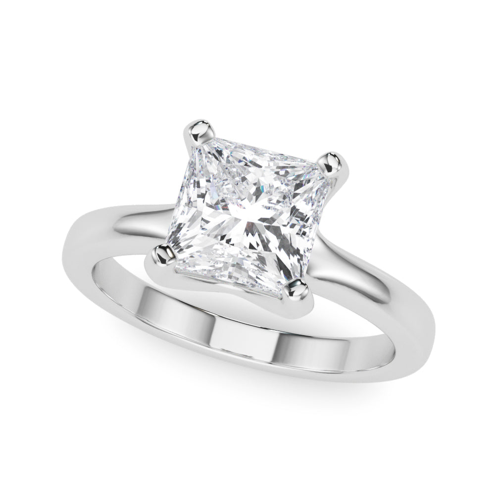 Romantic Solitaire Cut Princess Diamond Engagement Ring in 10K/14K gold and platinum with certified lab-grown or natural diamonds