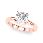 Statement Double Prong Engagement Ring Cushion Diamond Engagement Ring in 10K/14K gold and platinum with certified lab-grown or natural diamonds