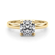 Statement Double Prong Engagement Ring Cushion Diamond Engagement Ring in 10K/14K gold and platinum with certified lab-grown or natural diamonds