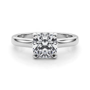 Statement Double Prong Engagement Ring Cushion Diamond Engagement Ring in 10K/14K gold and platinum with certified lab-grown or natural diamonds