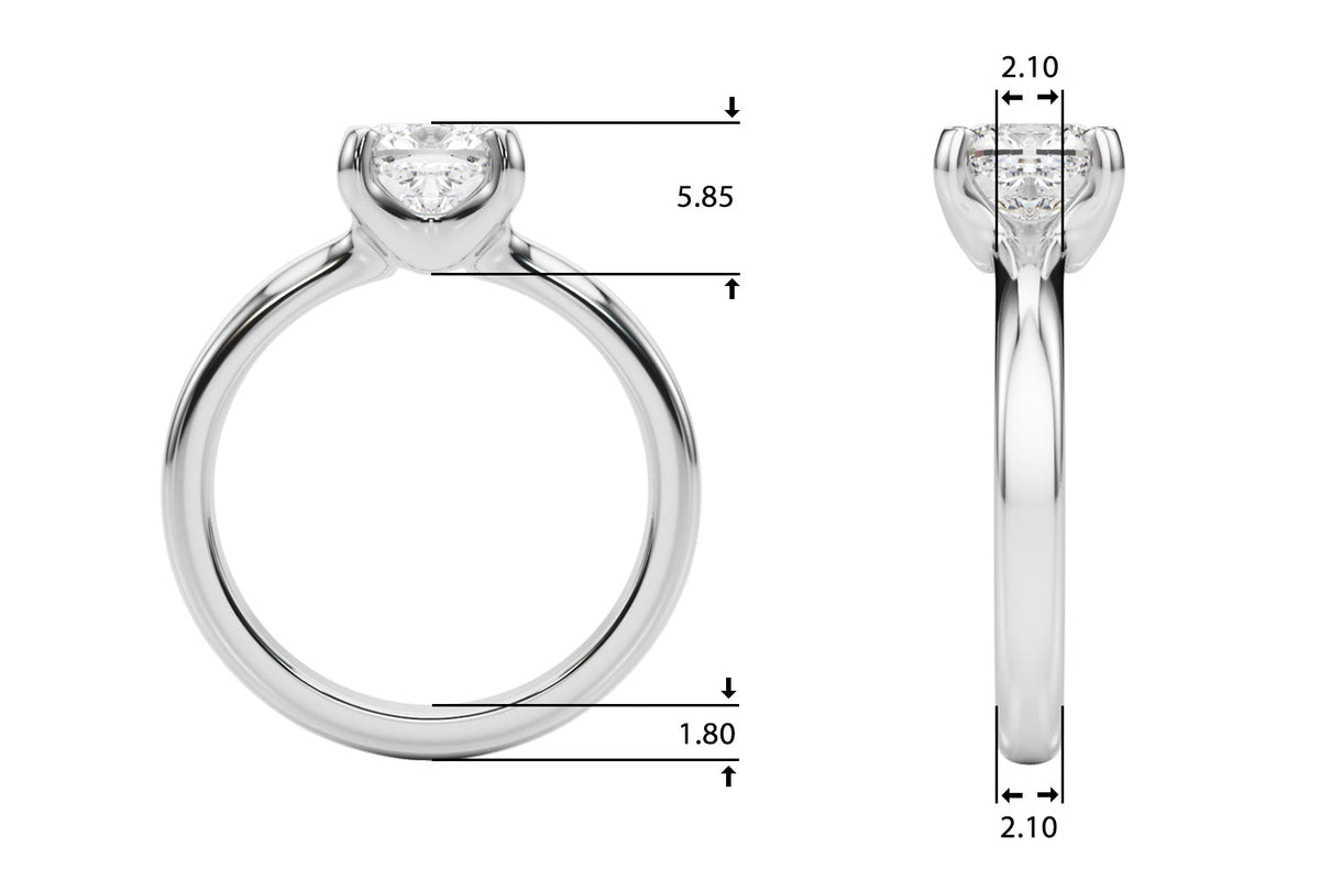 Statement Double Prong Engagement Ring Cushion Diamond Engagement Ring in 10K/14K gold and platinum with certified lab-grown or natural diamonds