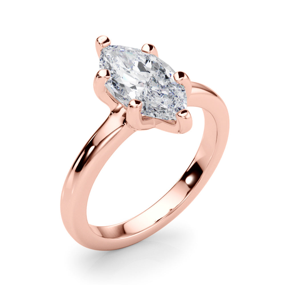 Lustrous Solitaire Marquise Diamond Engagement Ring in 10K/14K gold and platinum with certified lab-grown or natural diamonds