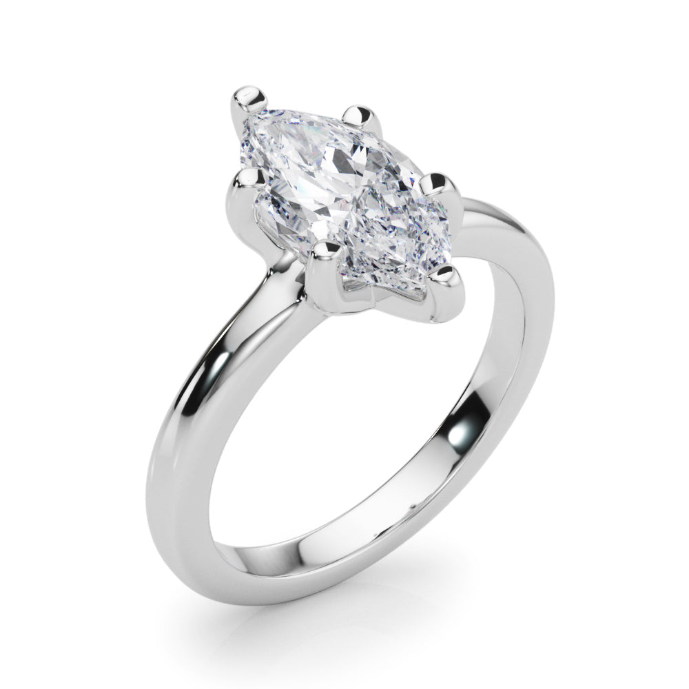 Lustrous Solitaire Marquise Diamond Engagement Ring in 10K/14K gold and platinum with certified lab-grown or natural diamonds