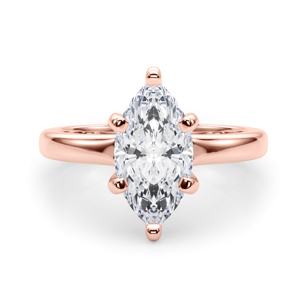 Lustrous Solitaire Marquise Diamond Engagement Ring in 10K/14K gold and platinum with certified lab-grown or natural diamonds