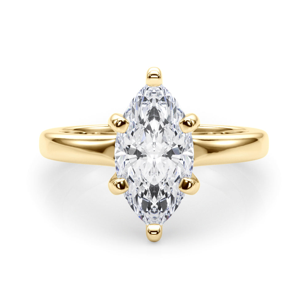 Lustrous Solitaire Marquise Diamond Engagement Ring in 10K/14K gold and platinum with certified lab-grown or natural diamonds