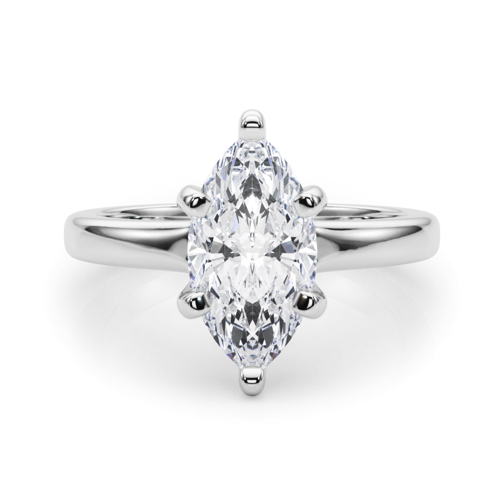 Lustrous Solitaire Marquise Diamond Engagement Ring in 10K/14K gold and platinum with certified lab-grown or natural diamonds